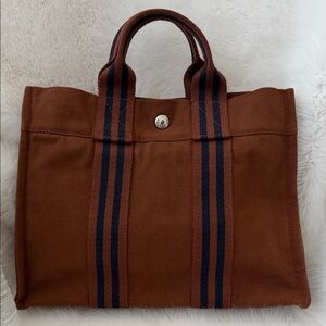 Hermes garden tote small Brown Canvas Bag Authentic! Excellent condition!